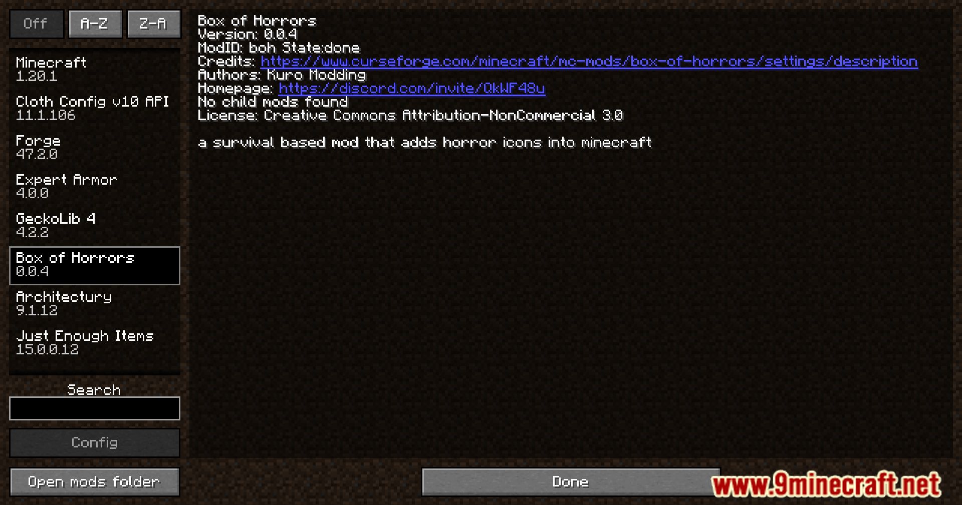 description_0 Mod The Box Of Horrors (1.20.1) - Dark Descent in Minecraft