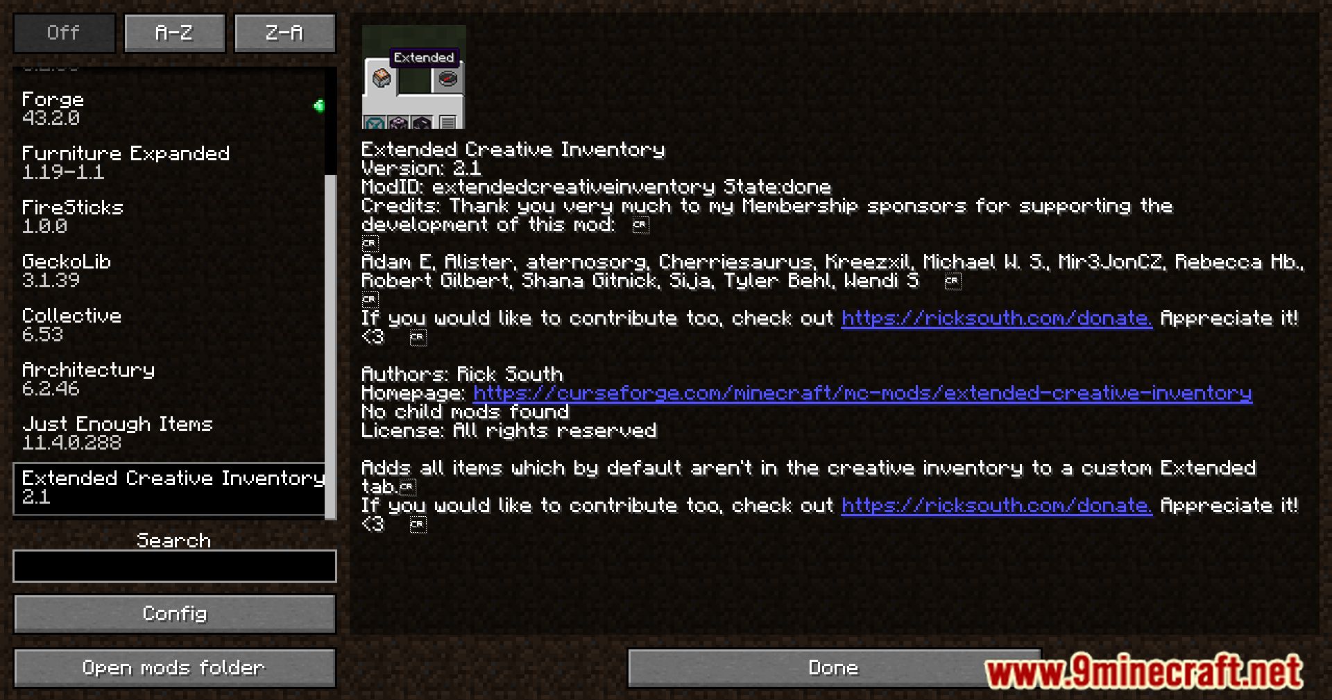 description_0 Extended Creative Inventory Mod (1.19.2, 1.18.2) - переопределяет доступ к предметам Minecraft
