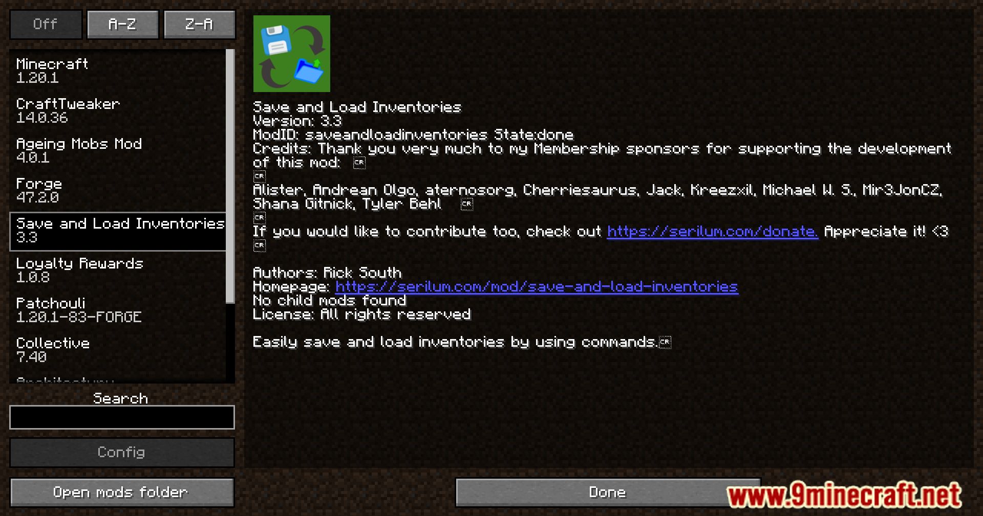 image 1 for Ahorro de inventario y modo de carga (1.20.4) - Gestión de inventario fácil Minecraft