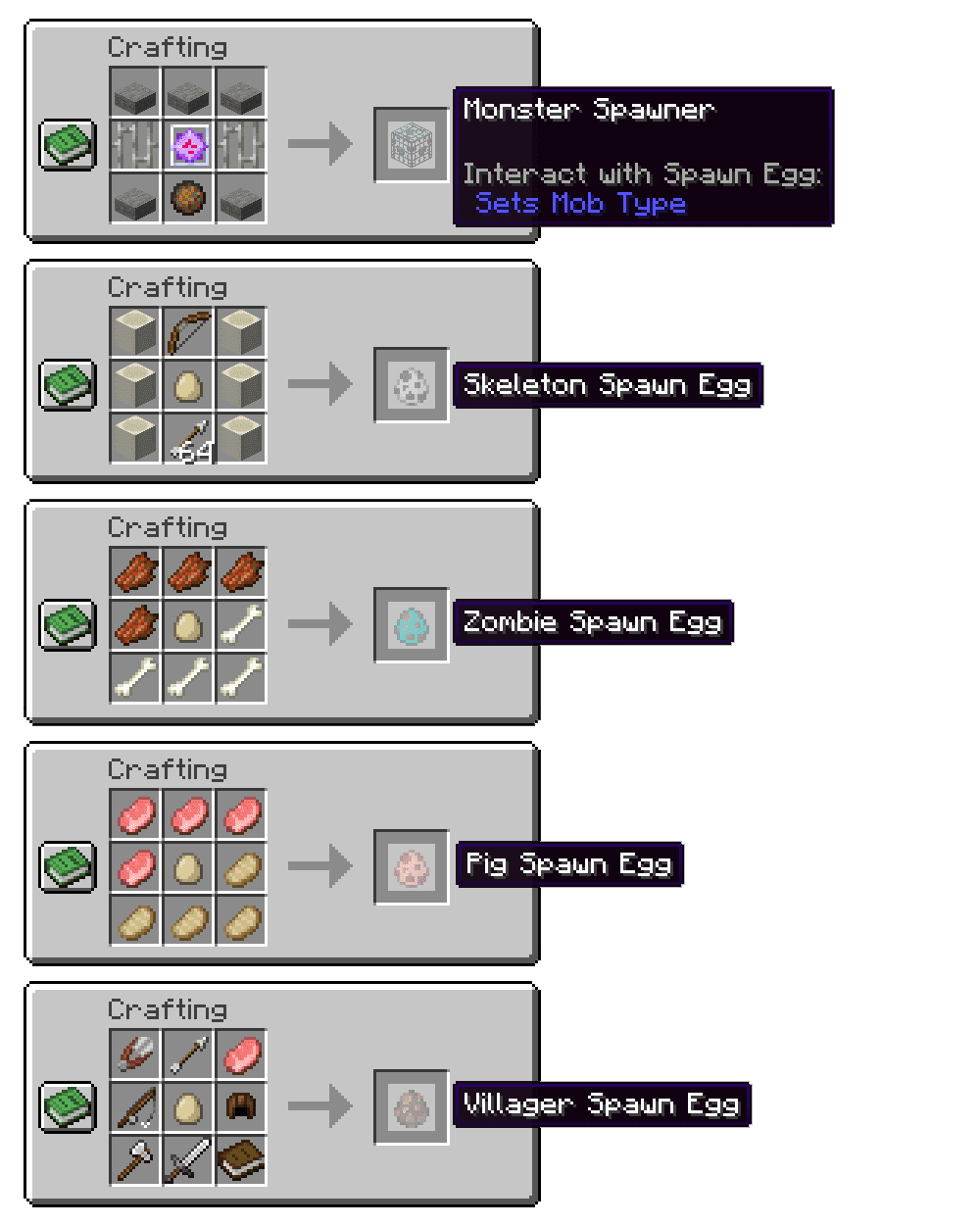 description_0 Mob Spawners Y Huevos Recetas Mod 1.20.4