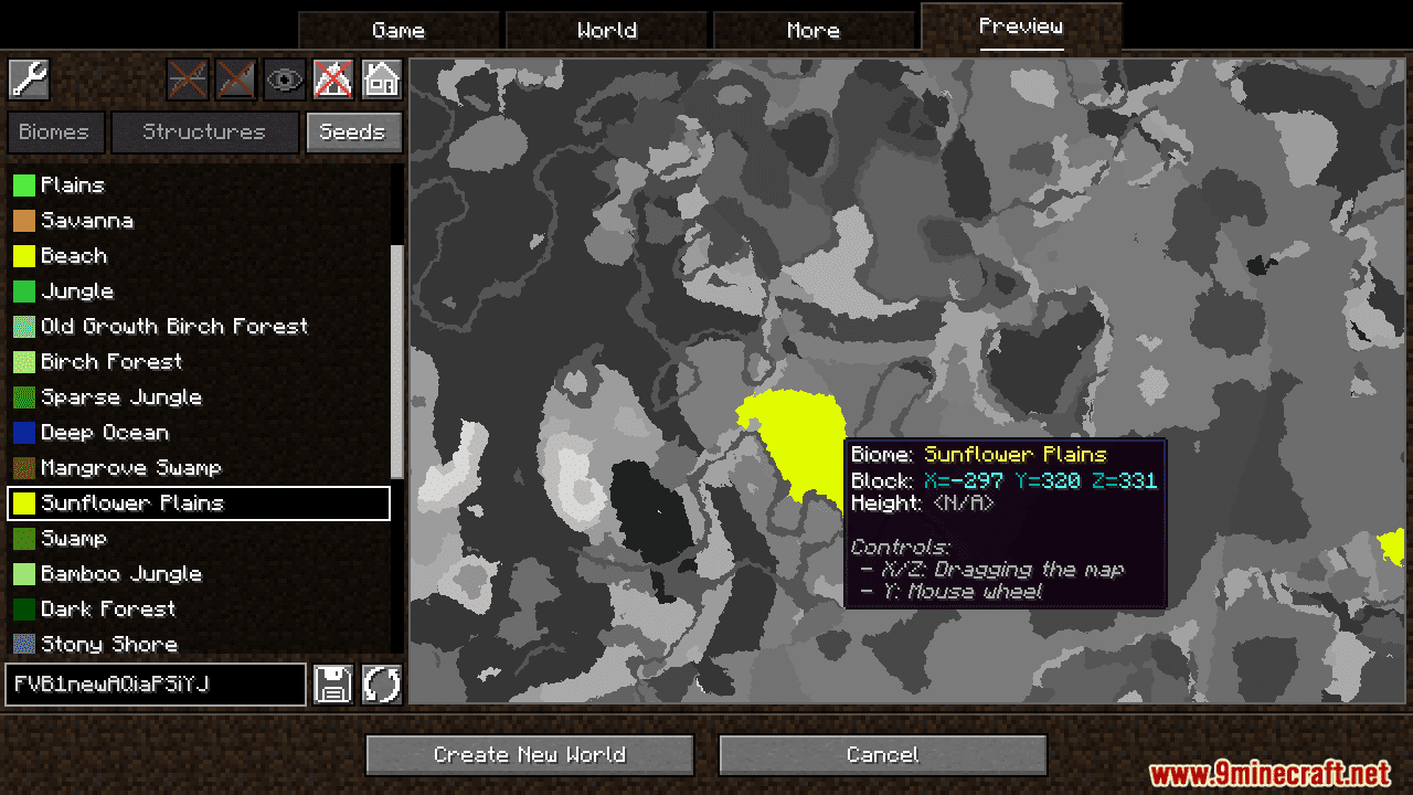 description_3 World Preview Mod (1.20.4) - визуализация видов мира
