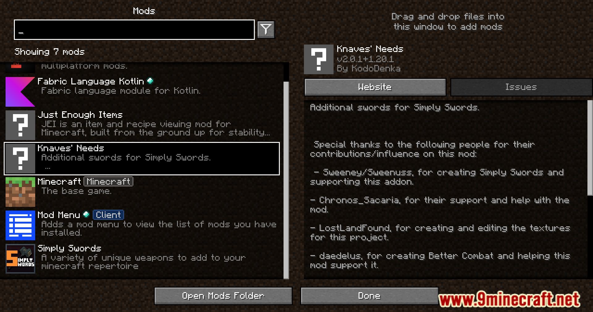 description_0 Knaves' Needs Mod - Knaves' Armory Extension