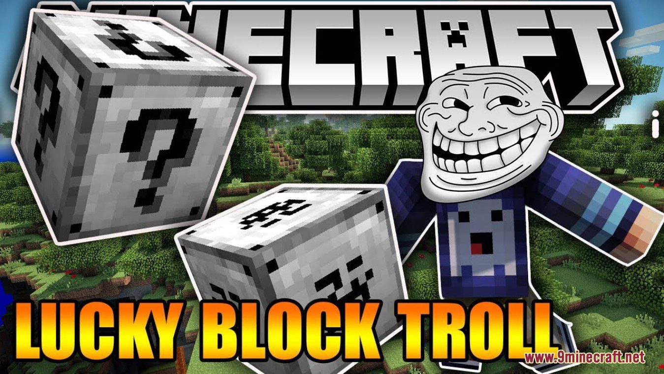 description_12 Troll Lucky Block Mod (1.8.9) - Illuminati, face de troll gigante