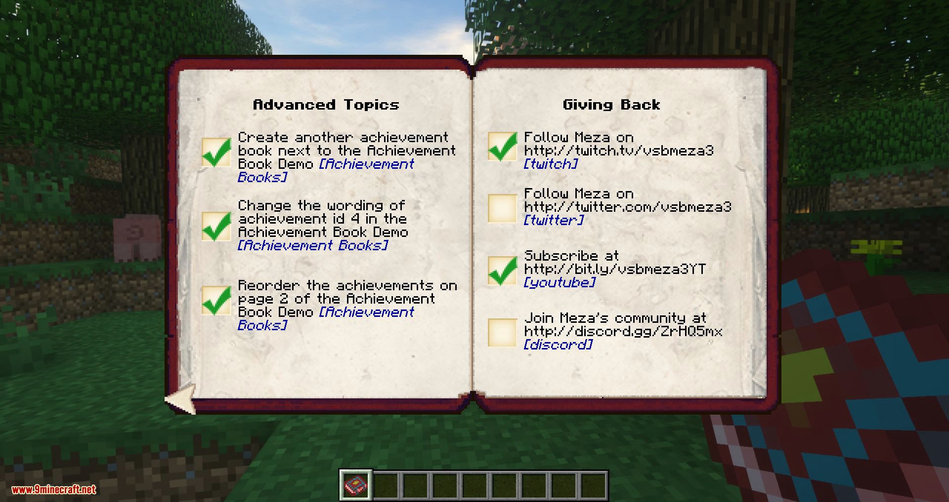 description_4 Achievement Books Mod (1.20.1) - множество книг достижений с простыми настройками