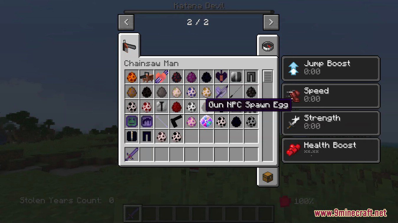 description_12 Chainsaw Man Mod (1.19.2) - become a devilish contractor, demon, etc.