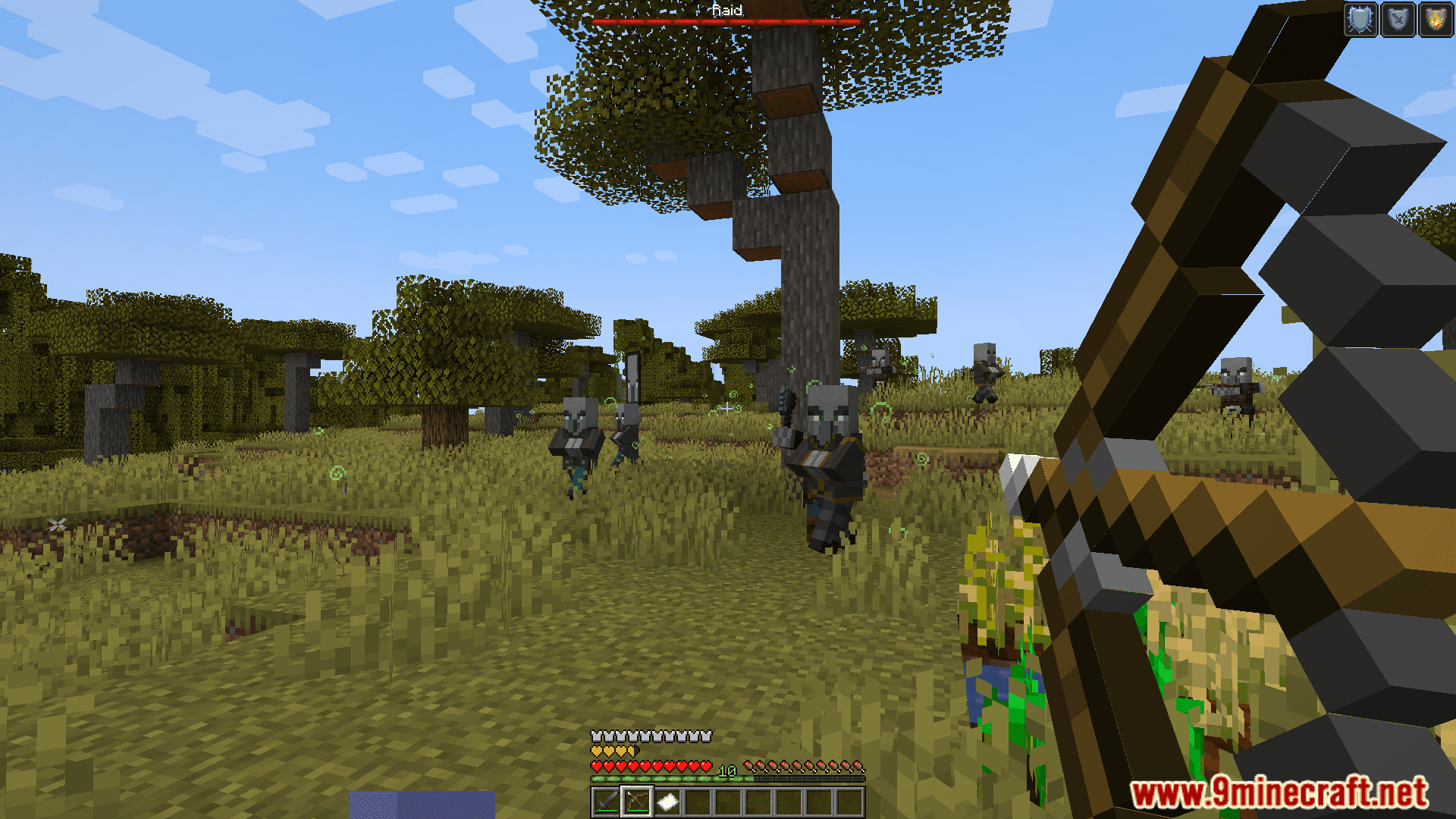 description_0 Illager Invasion Mod - защититесь от новых врагов.