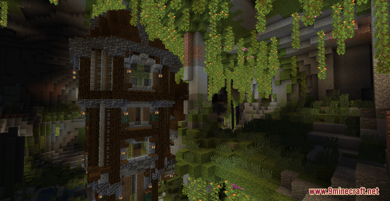 description_6 Карта Lush Cave House (1.20.4, 1.19.4) - дом для выживания, вдохновленный пышной пещерой