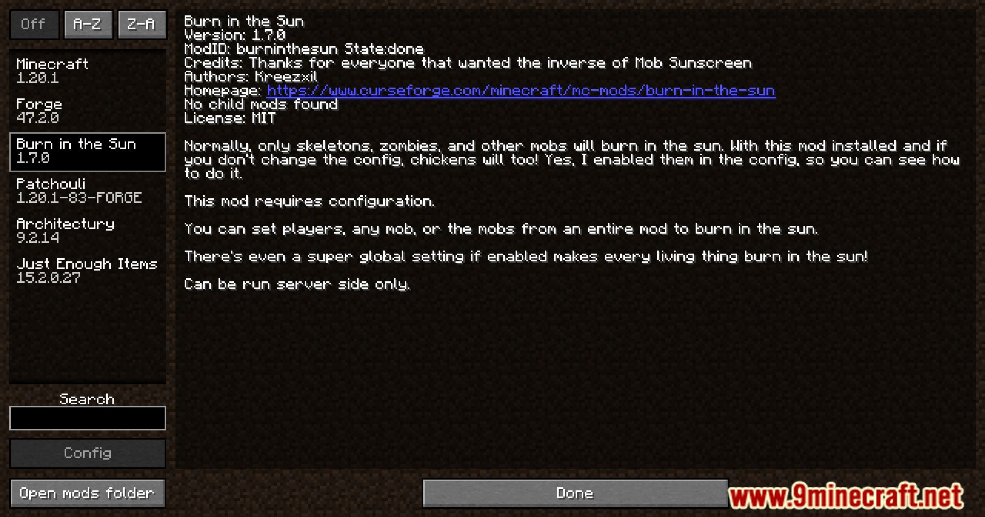 image 1 for Burn In The Sun Mod (1.20.4) - corrected the effects of sunlight