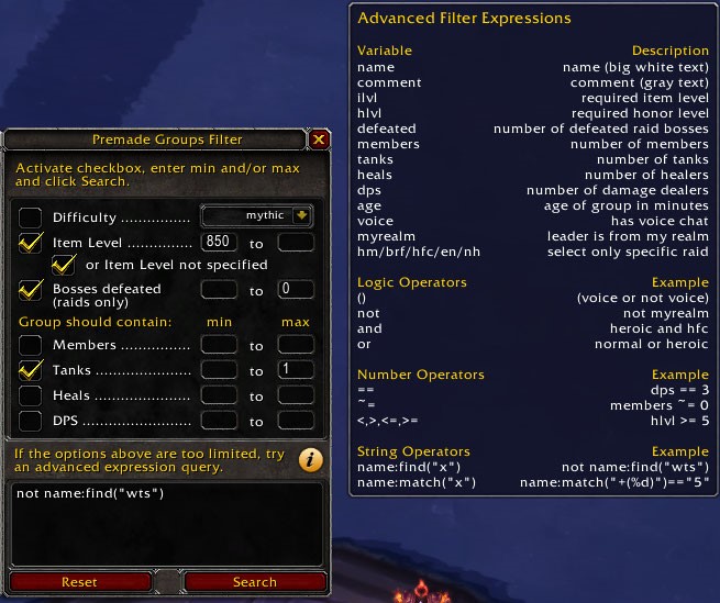 description_0 Premade Groups Filter