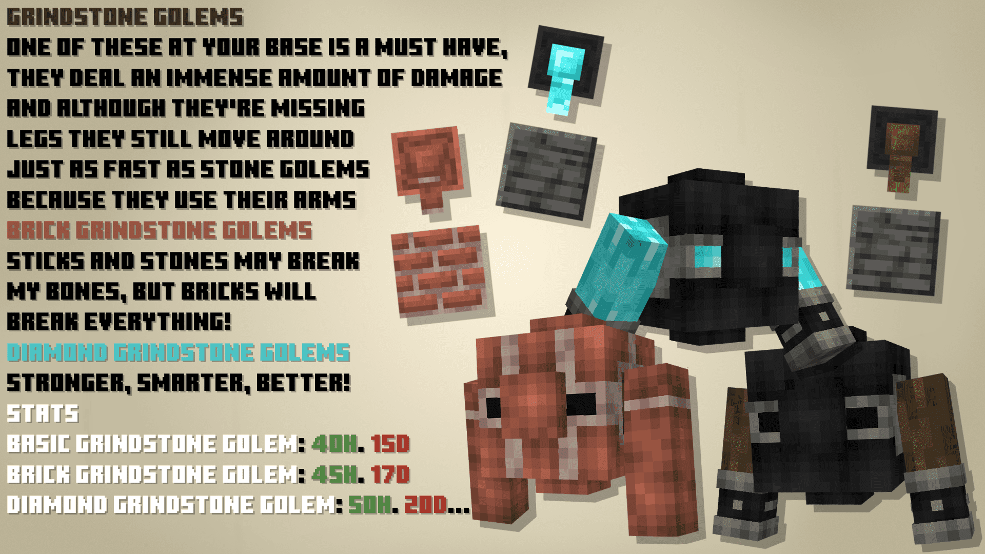 description_4 Miny Golems Mod (1.19.2) - Golems en Minecraft Leyendas