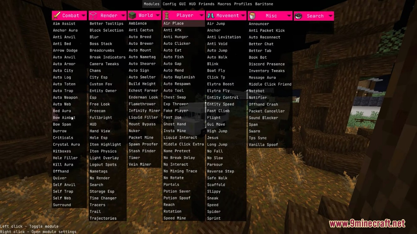 description_9 Meteor client mode (1.20.2) - Xray, HUD, Fly