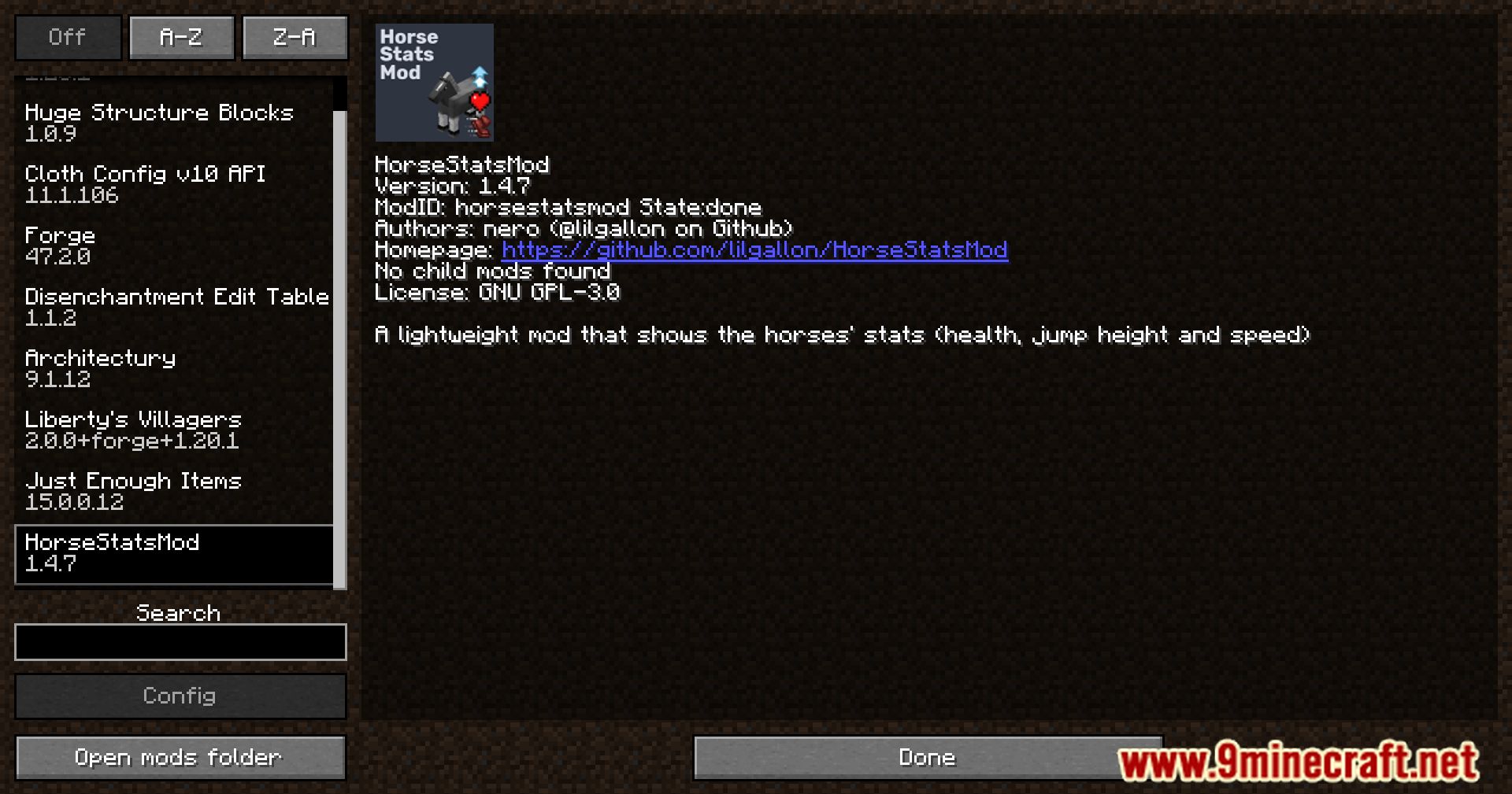 description_0 Horse Statistics Mod 1.20.4 - Elección informada