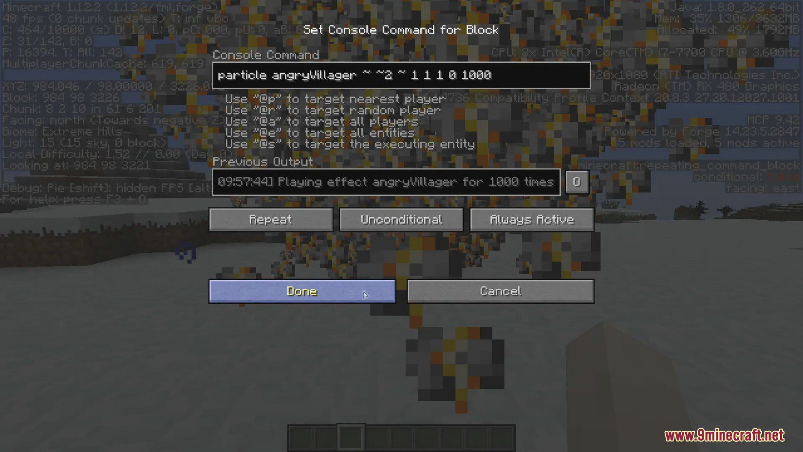 image 1 for Particle Detection Mode (1.12.2) - Frustum to select particles from the player's field of view