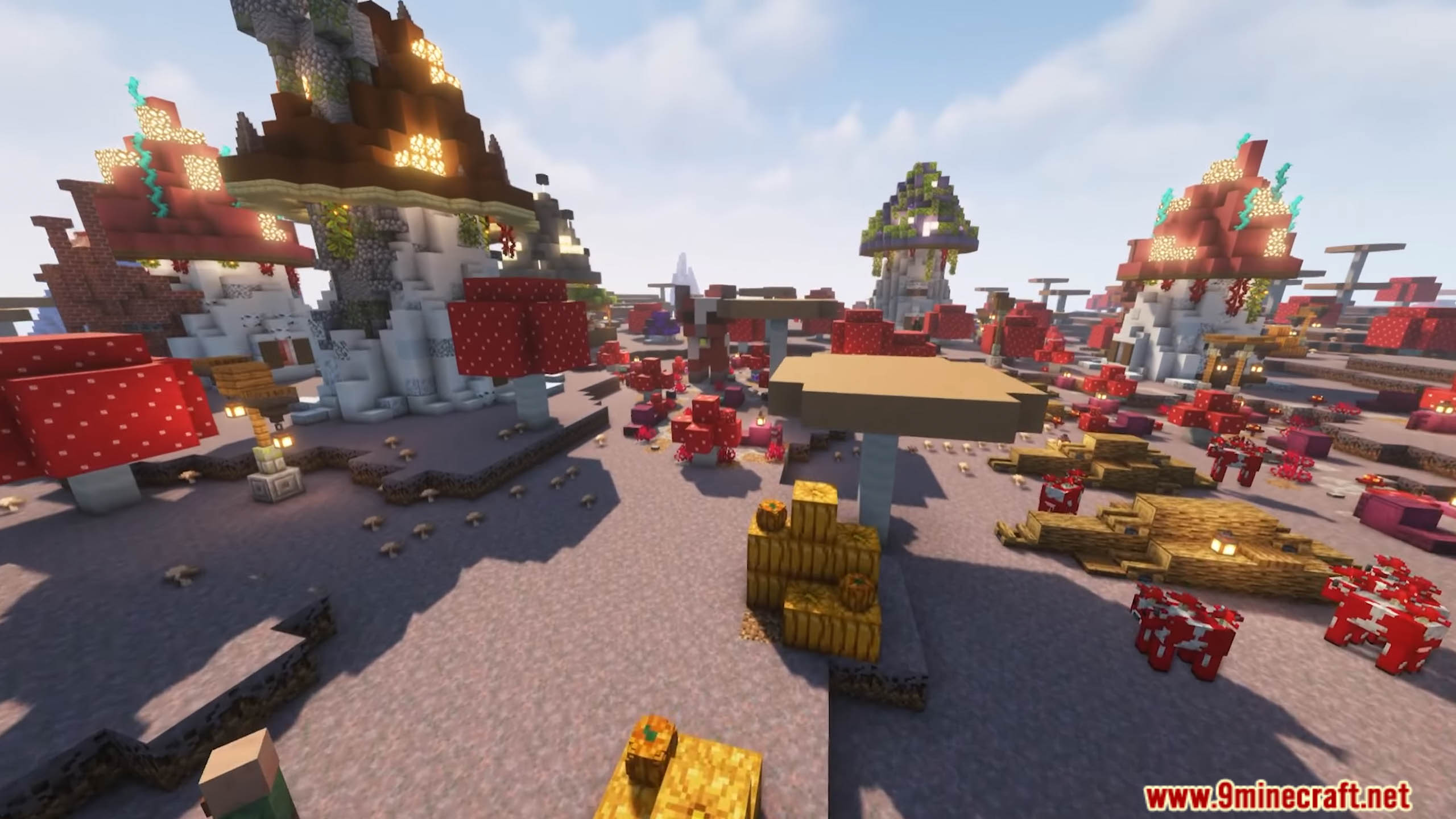 description_5 Mushroom Village Datapack (1.20.4, 1.19.4) - Развивайте свою травяную деревню с помощью грибных чудес!