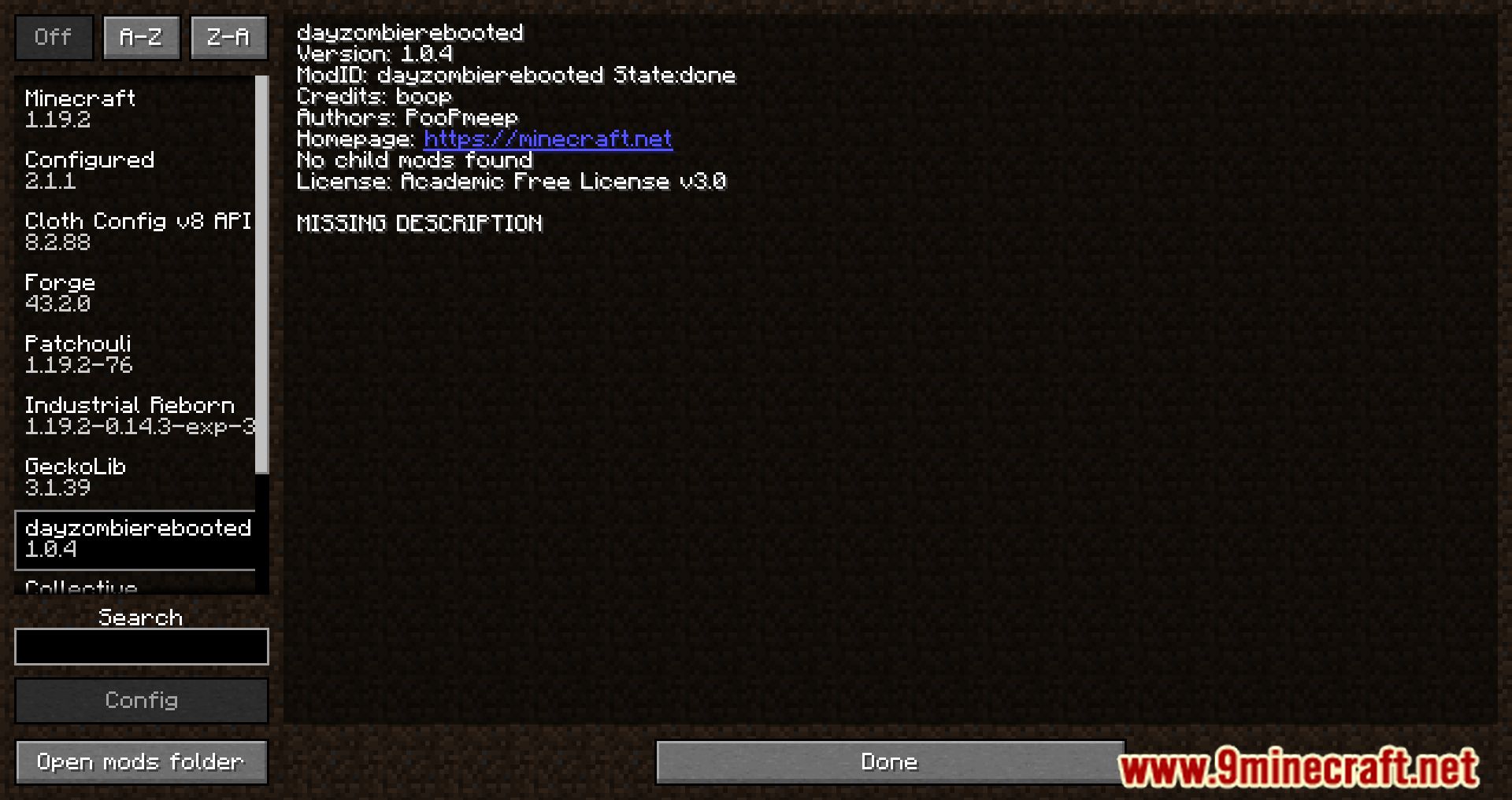 description_0 Dia Zombies Reinicializado Mod (1.20.1) - Revelação do Dia de Minecraft