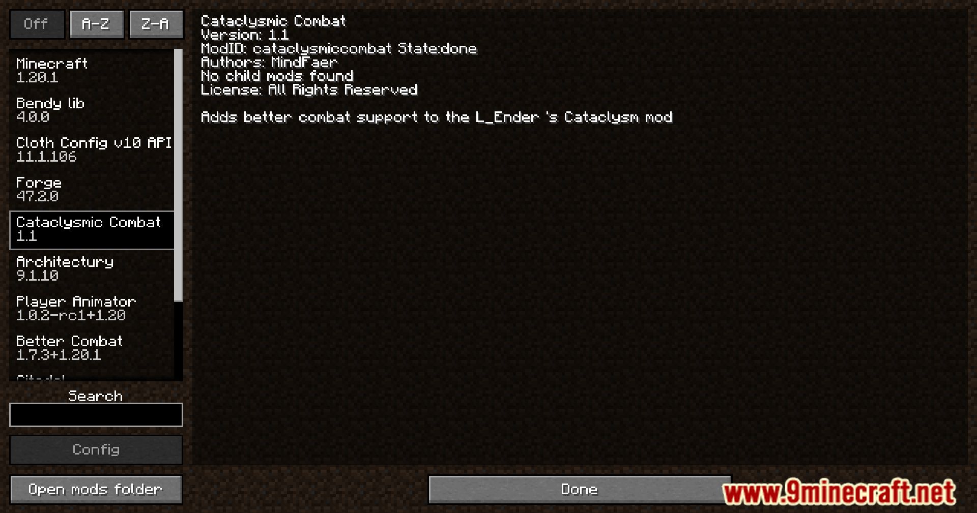 description_0 Cataclysmic Combat Mod 1.20.1 - weapon compatibility completed