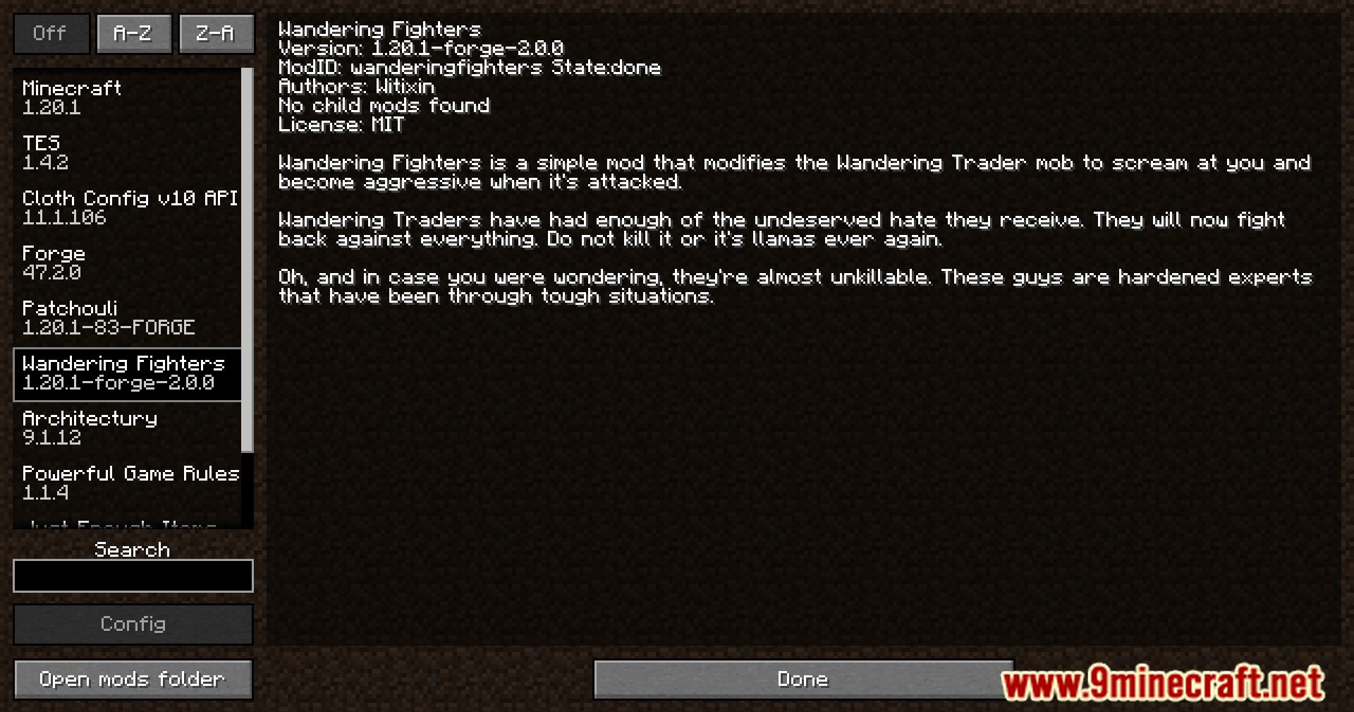 description_0 Wandering Fighters Mod 1.20.1 - Turns merchants into untamed enemies!