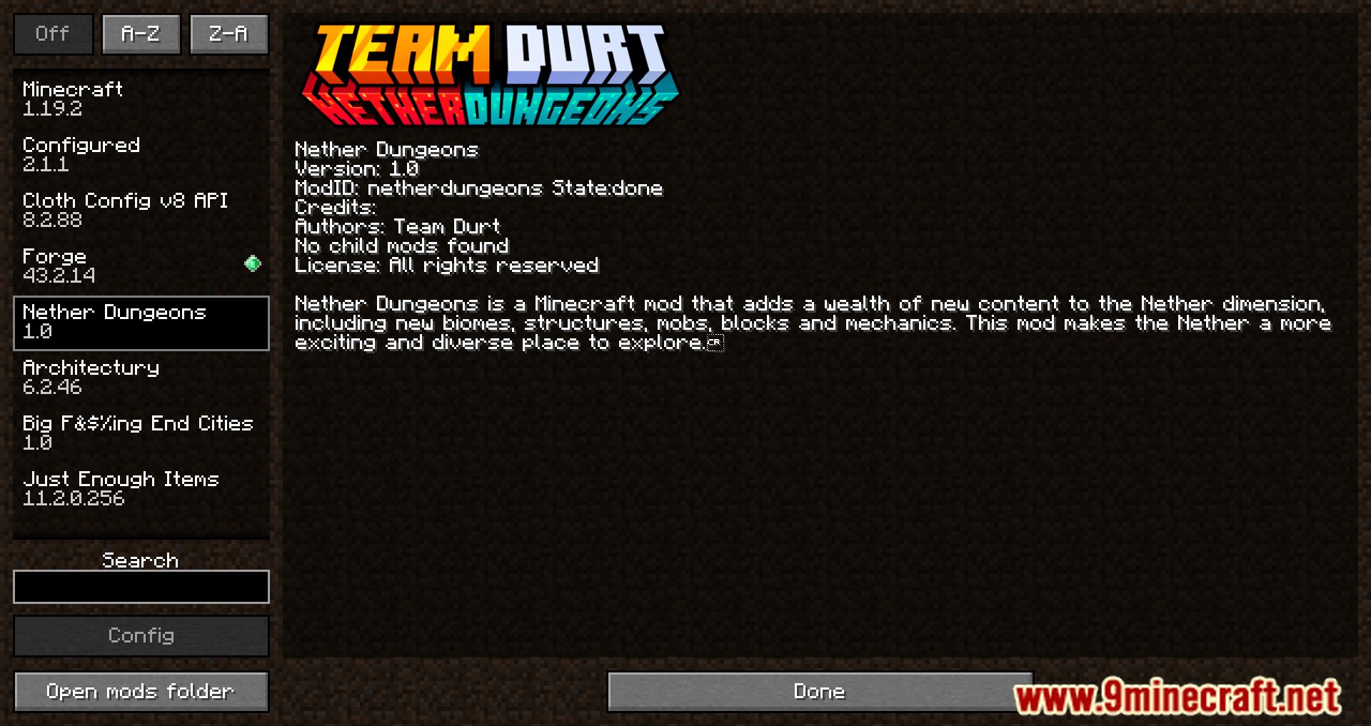 description_0 Durt's Nether Dungeons Mod - Relive Your Netherland Adventures!