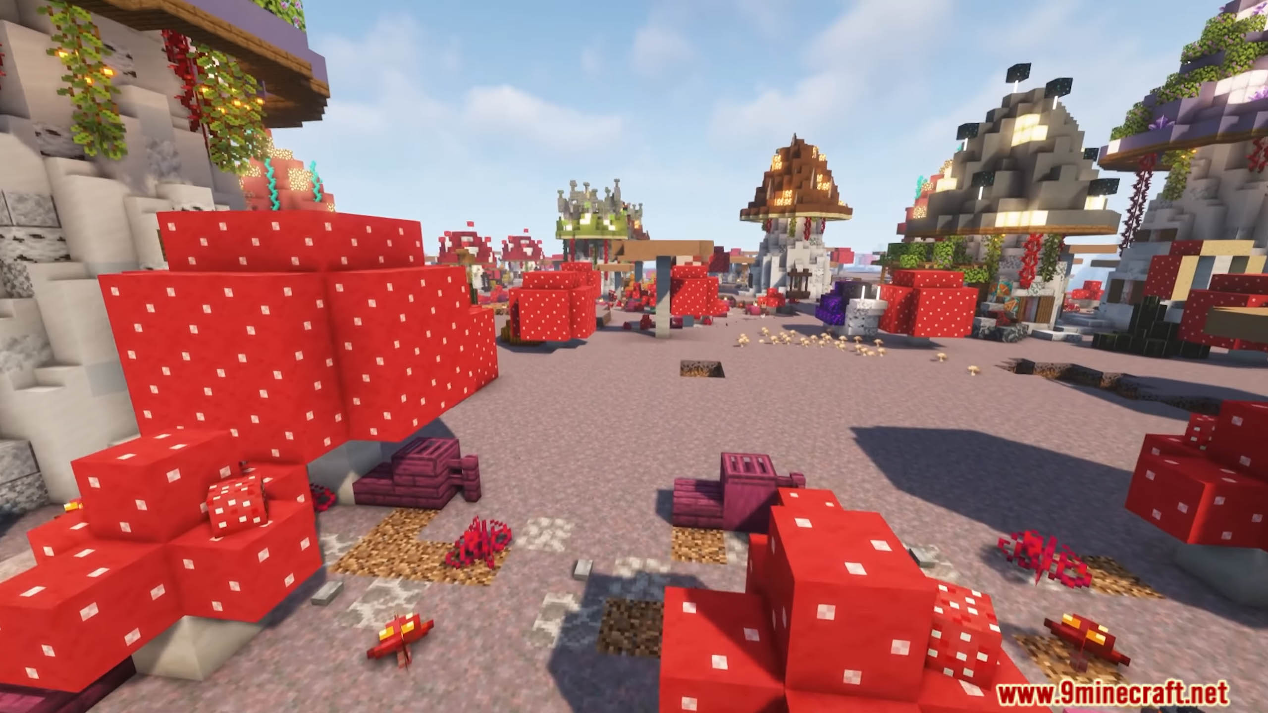 description_1 Mushroom Village Datapack (1.20.4, 1.19.4) - Развивайте свою травяную деревню с помощью грибных чудес!