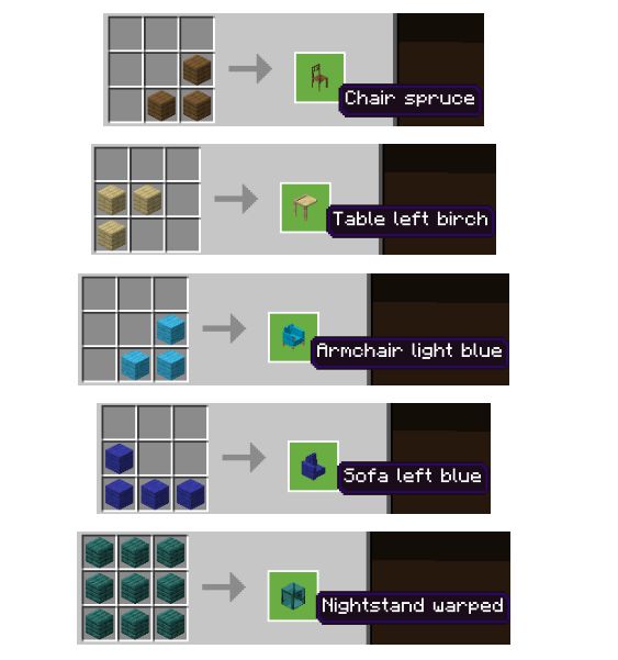 image 7 for Furniture 3D Pack (1.20) - MCPE/Bedrock Mod