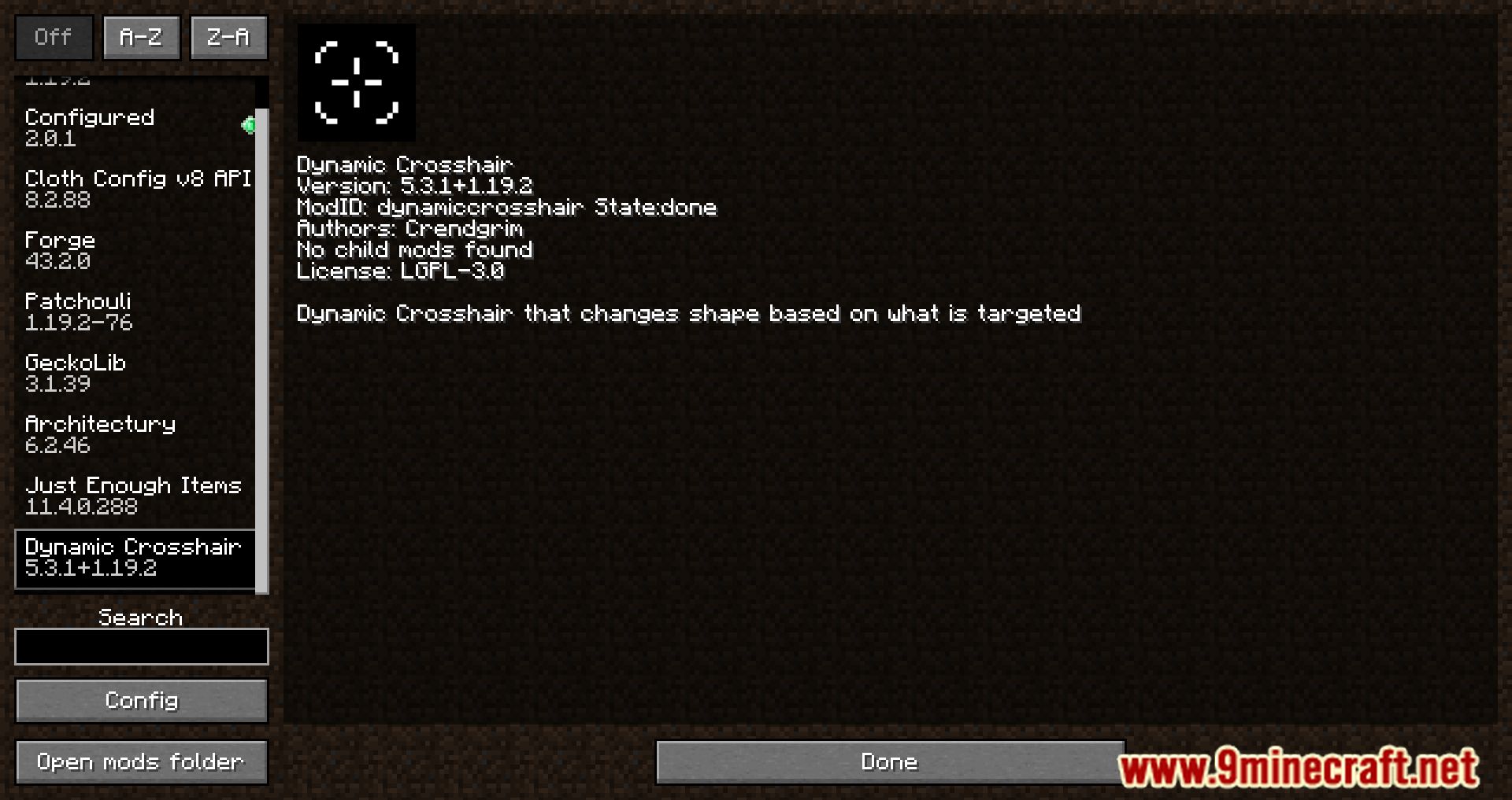 description_0 Dynamic Crosshair Mod - скрытие или изменение перекрестия