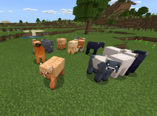 description_0 Vacas de Minecraft Earth.
