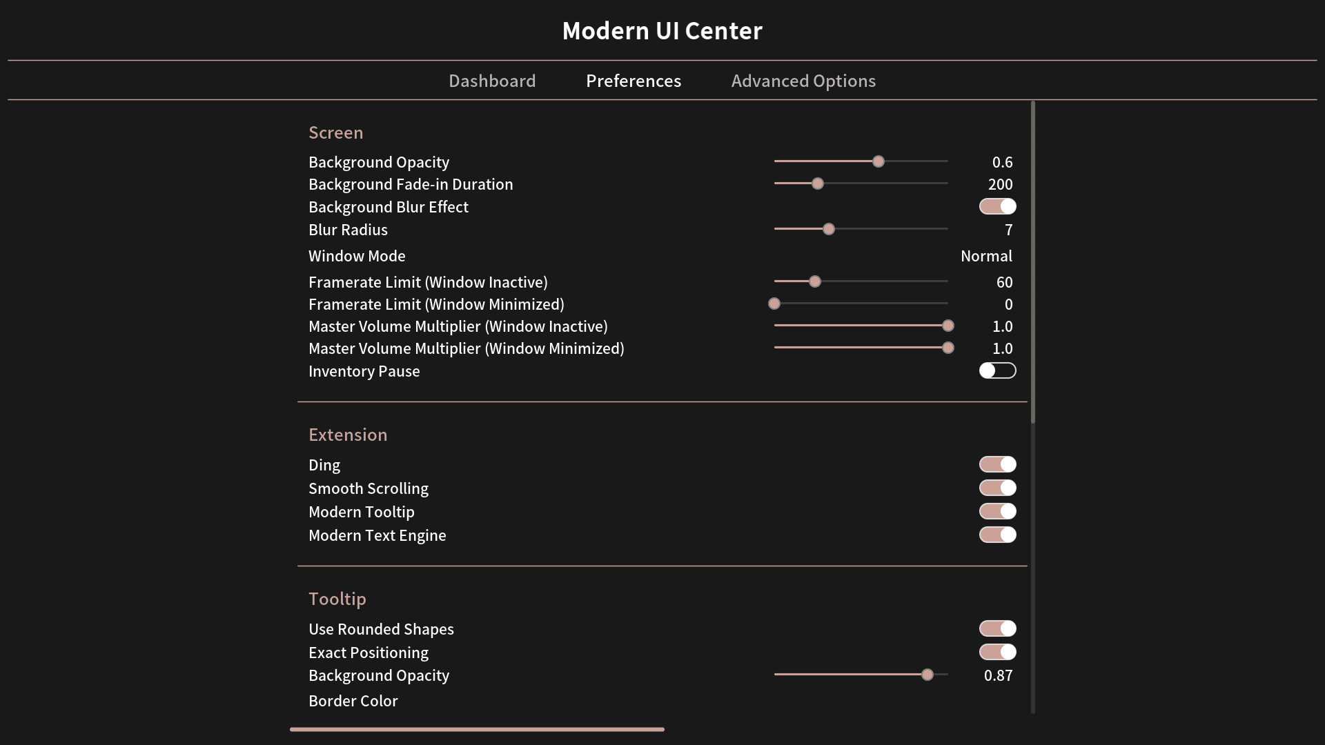 description_4 Modern UI Mod (1.20.2) - новый чистый и настраиваемый пользовательский интерфейс