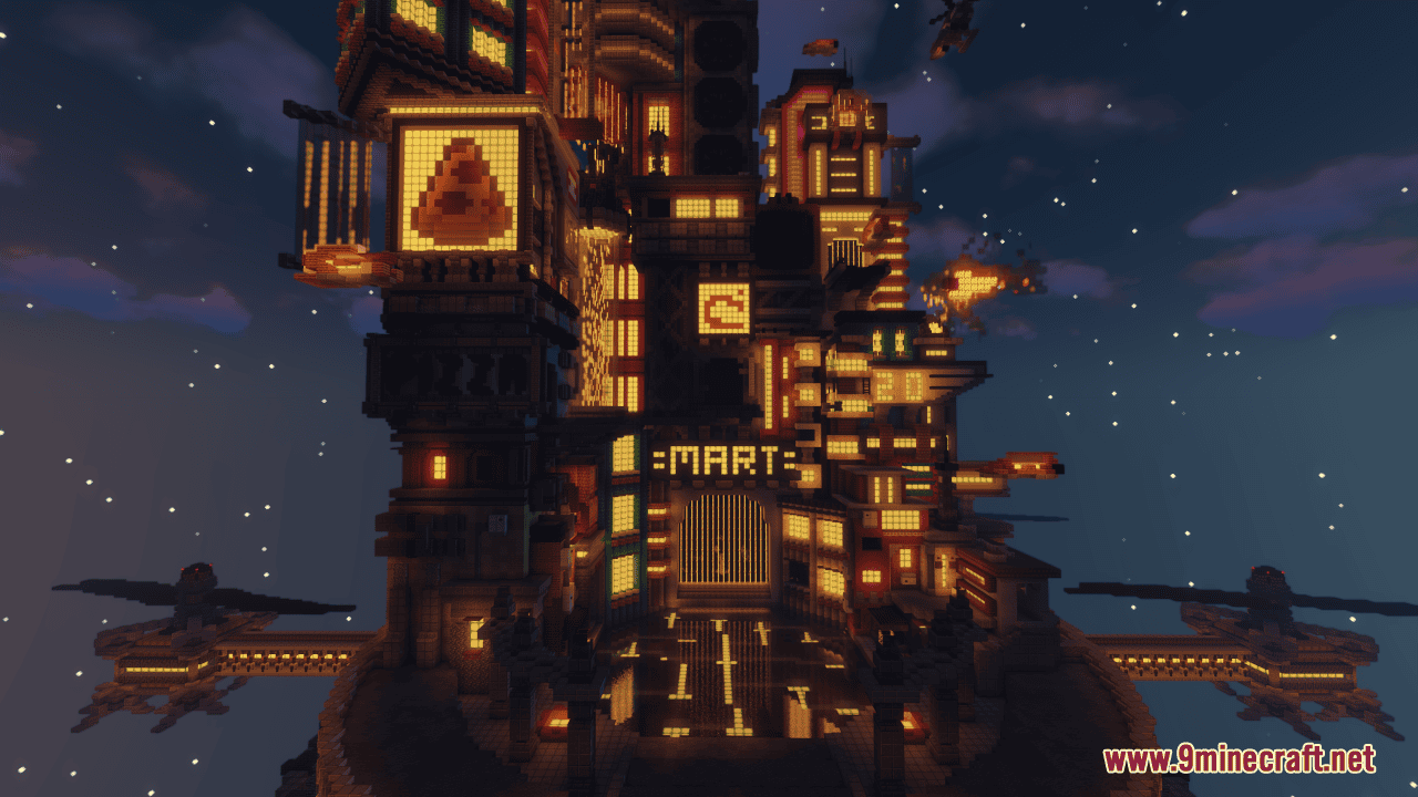 description_7 Карта Cyberpunk (1.20.4, 1.19.4) - лобби, вдохновленное киберпанком