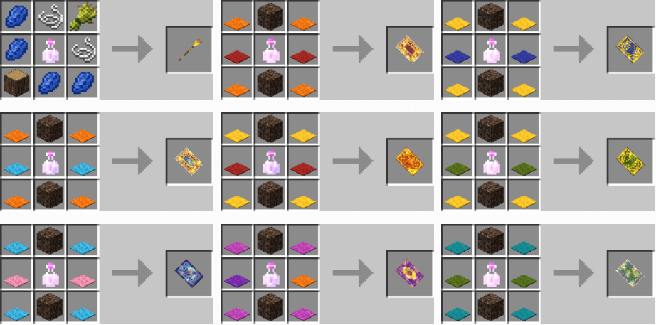 description_14 Flying Things Mod 1.15.2 (Vassoura mágica e tapete mágico)