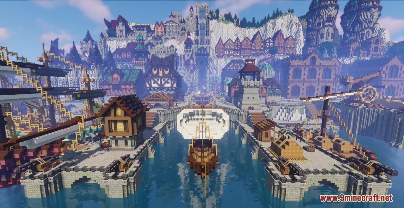 description_0 Map of Kisal (1.20.4, 1.20.1, 1.19.4, 1.19.2, 1.18.2) - medieval port town on the rocks