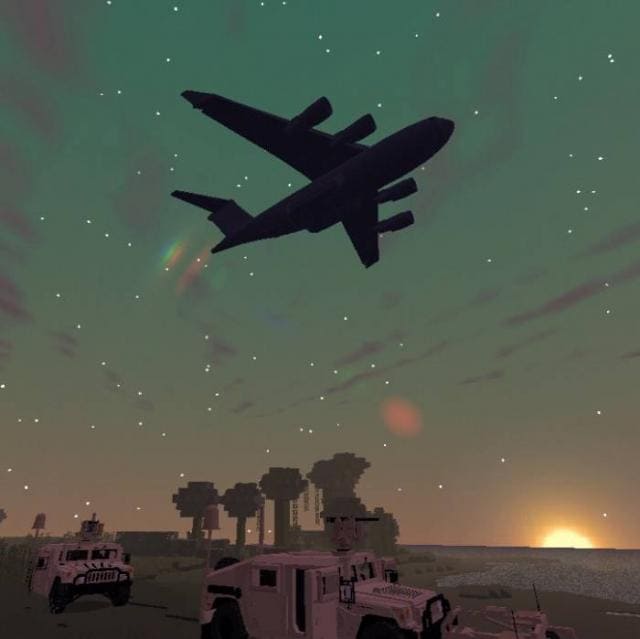 description_1 Военный Хаммер с оружием и катком.
