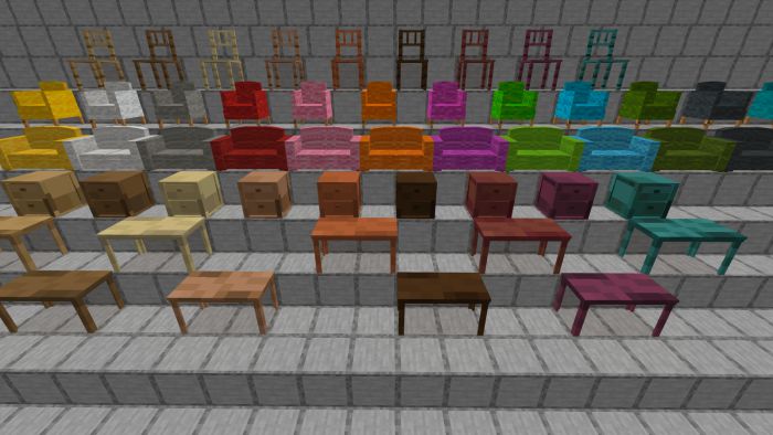 image 2 for Furniture 3D Pack (1.20) - MCPE/Bedrock Mod