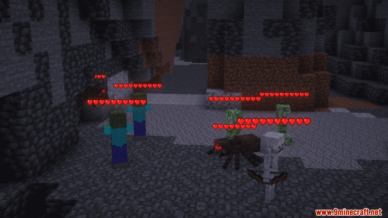 image 8 for Mob Health Indicators Mode (1.20.4) - health strip on mobs