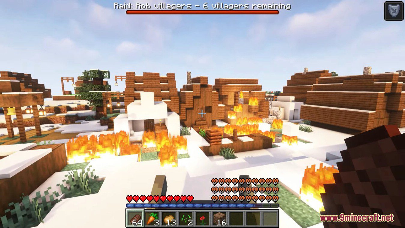 description_10 Attack On Villager Mod (1.19.2) - контратака на деревню