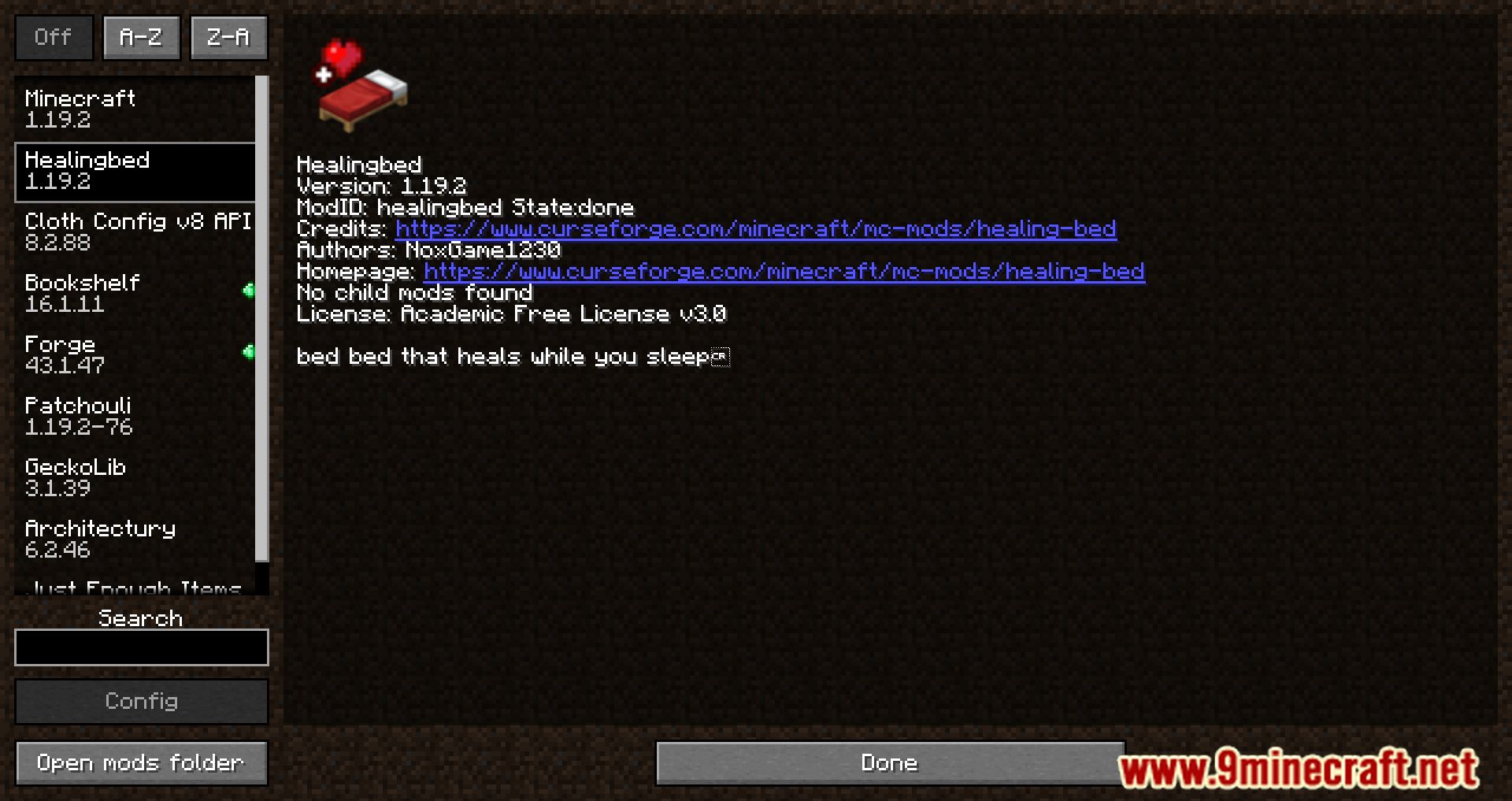 image 1 for Curative Bed Mode (1.20.4) - Bed heals you!