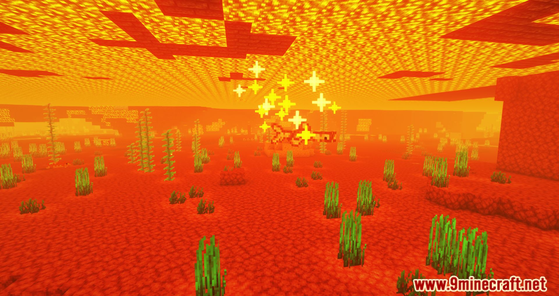 description_9 Nether Depths Upgrade Mod - добавляет флору и фауну в лавовое море.