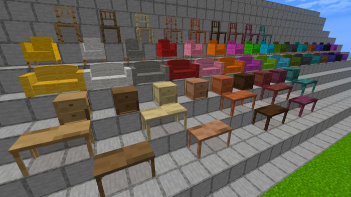 image 1 for Furniture 3D Pack (1.20) - MCPE/Bedrock Mod