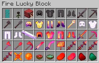 description_7 Fire Lucky Block Mod (1.19) - new hot item from the Core