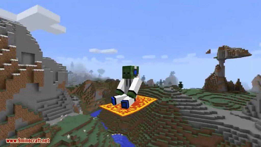 description_13 Flying Things Mod 1.15.2 (Vassoura mágica e tapete mágico)