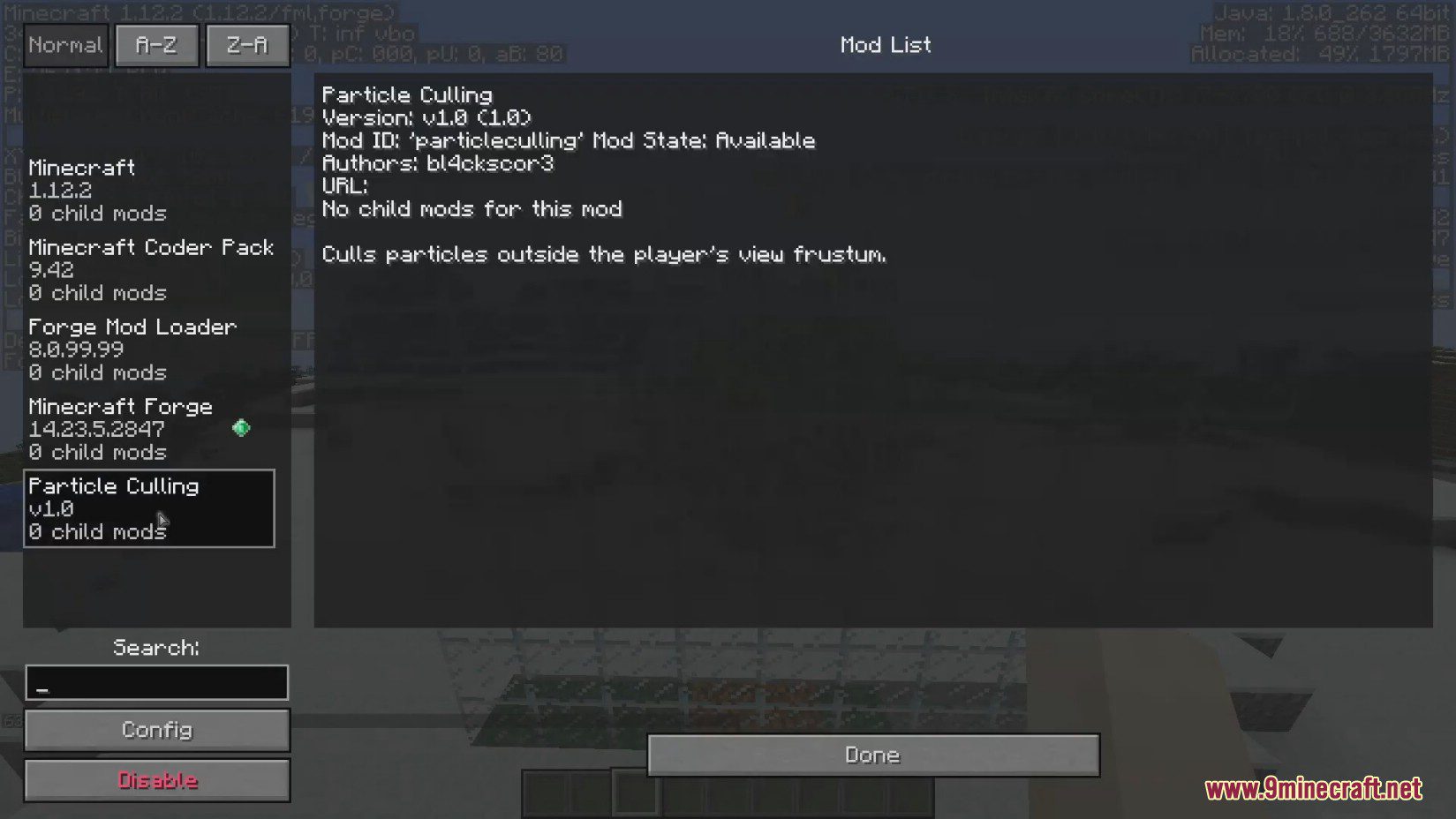 image 7 for Particle Detection Mode (1.12.2) - Frustum to select particles from the player's field of view