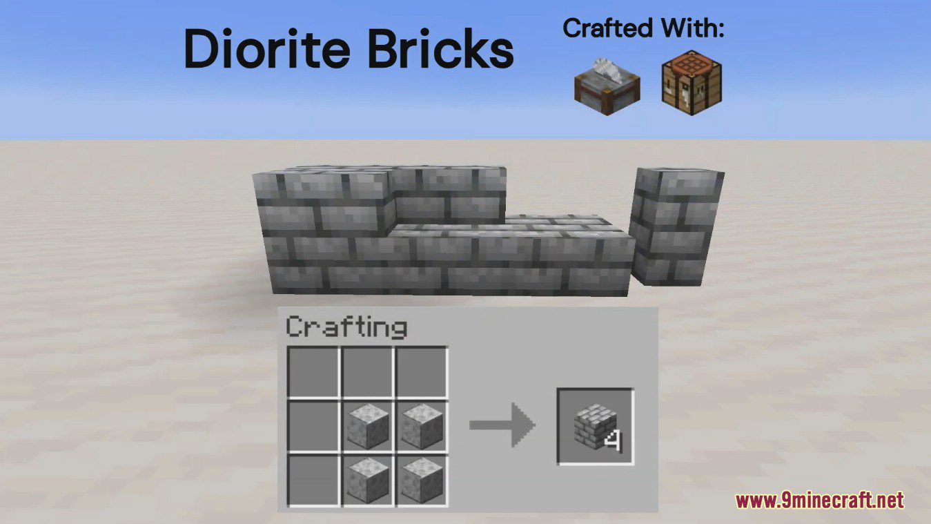 description_9 Mod Ladrillos y azulejos cincelados (1.20.1) - versión vainilla de bloques de piedra