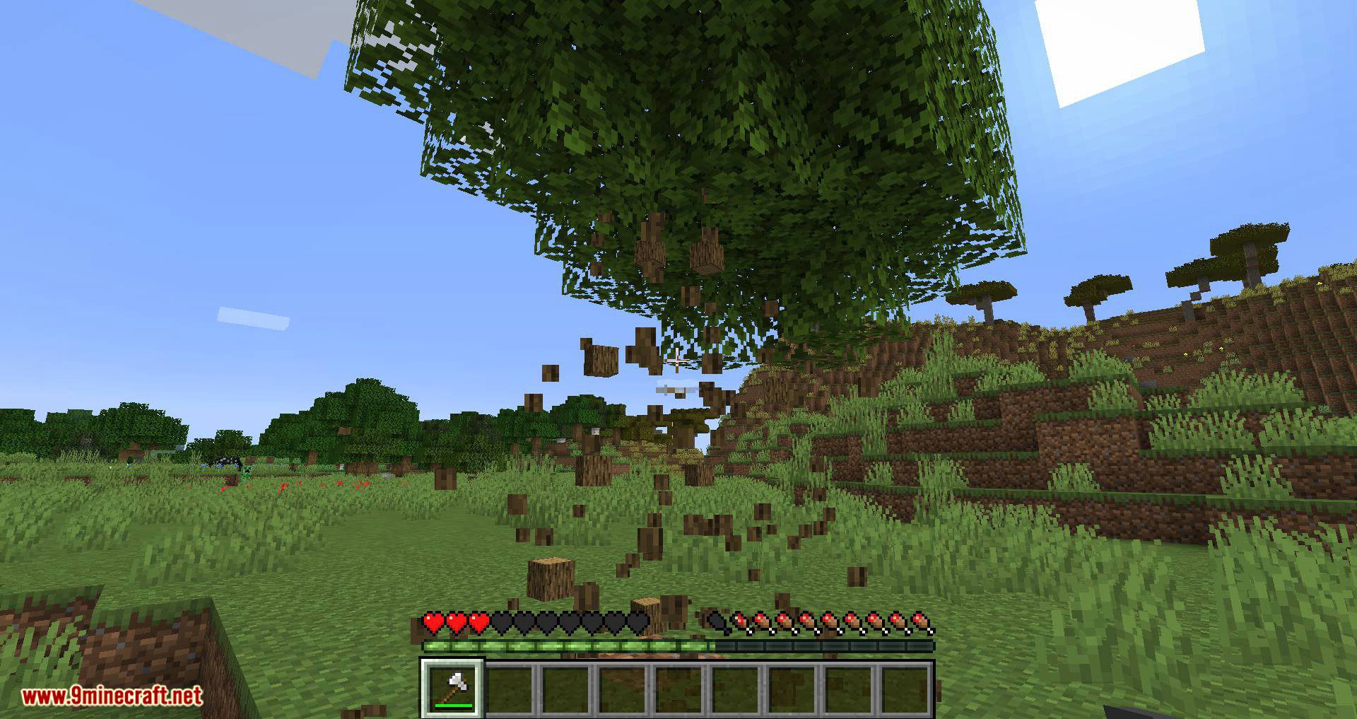 description_3 Falling Tree Mod (1.20.4) - падение дерева путем срезания только его части