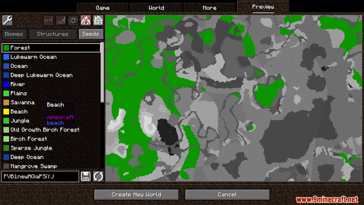 description_2 World Preview Mod (1.20.4) - визуализация видов мира