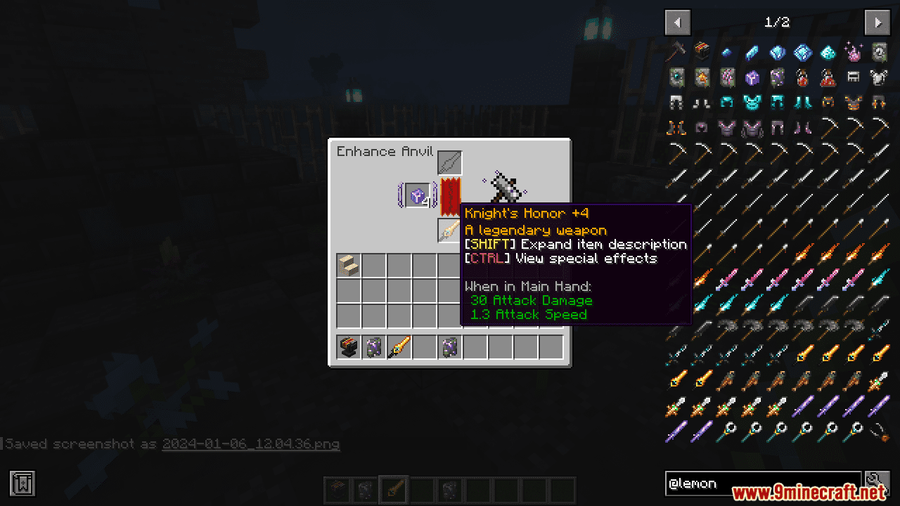 description_4 Lemon Kingdom Artifacts Mod (1.20.1) - Forge and upgrade your most powerful weapons!