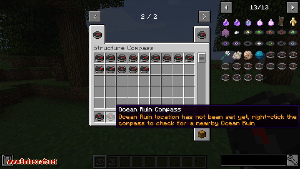 description_10 Structure Compass Mod (1.20.4) - makes it easier to determine the location of buildings