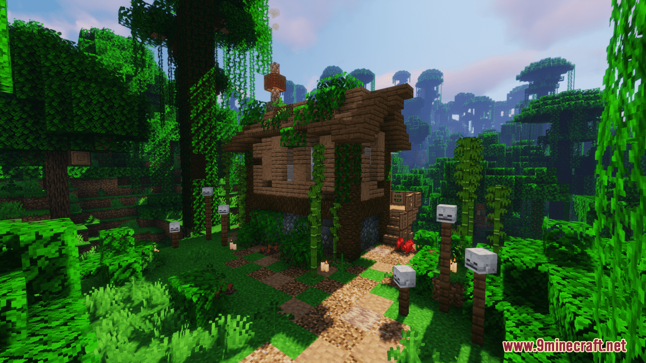 description_0 Mapa Cabaña Tribal En La Selva (1.20.4, 1.19.4) - Sobrevivir En El Desierto