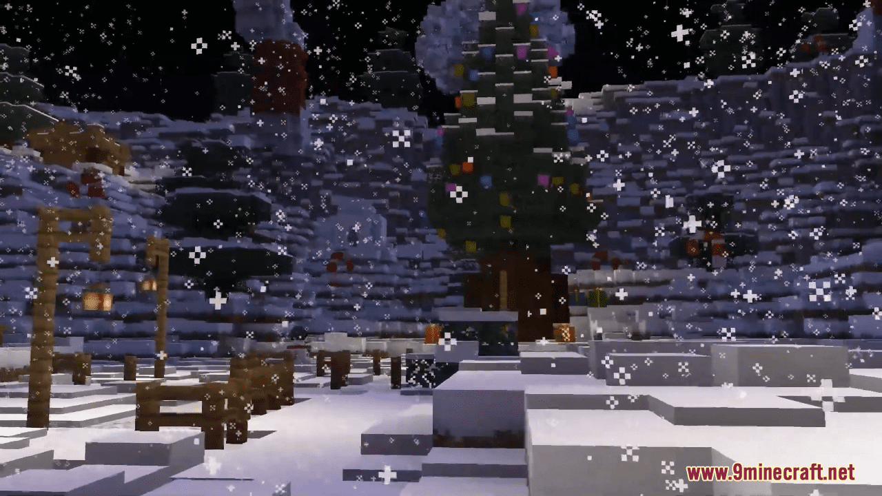 description_3 Map Winter Valley (1.20.4, 1.19.4) - vibrant snow country
