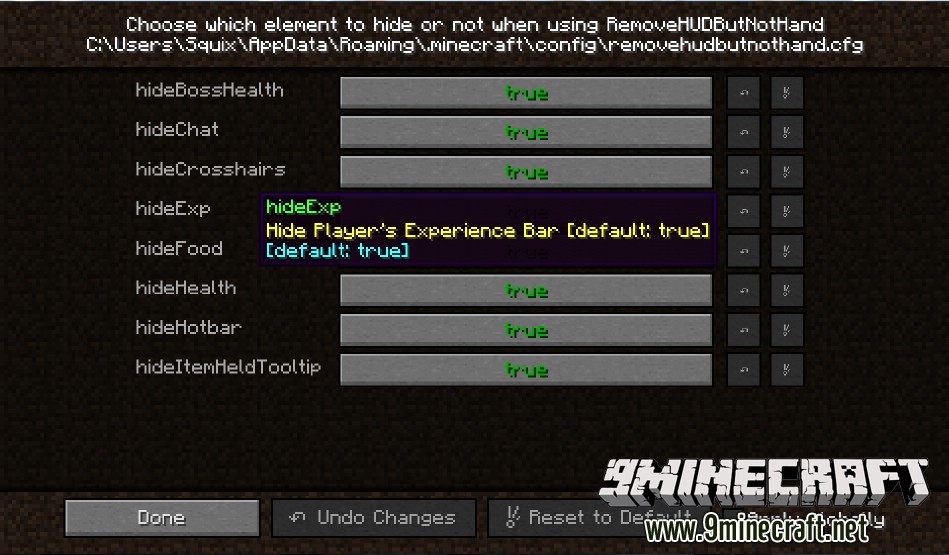 description_2 Mod to remove HUD instead of hands (1.20.4)