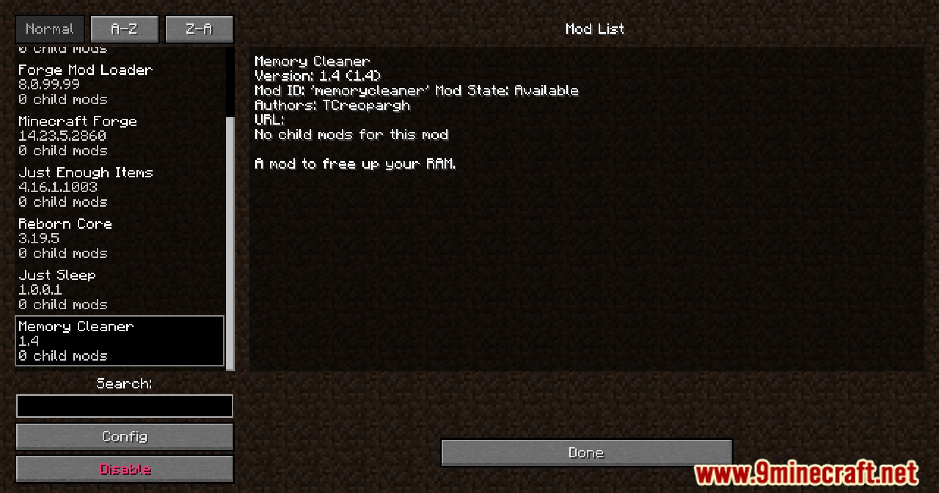 description_0 Memory Cleaner Mod (1.12.2) - обслуживание памяти стало проще