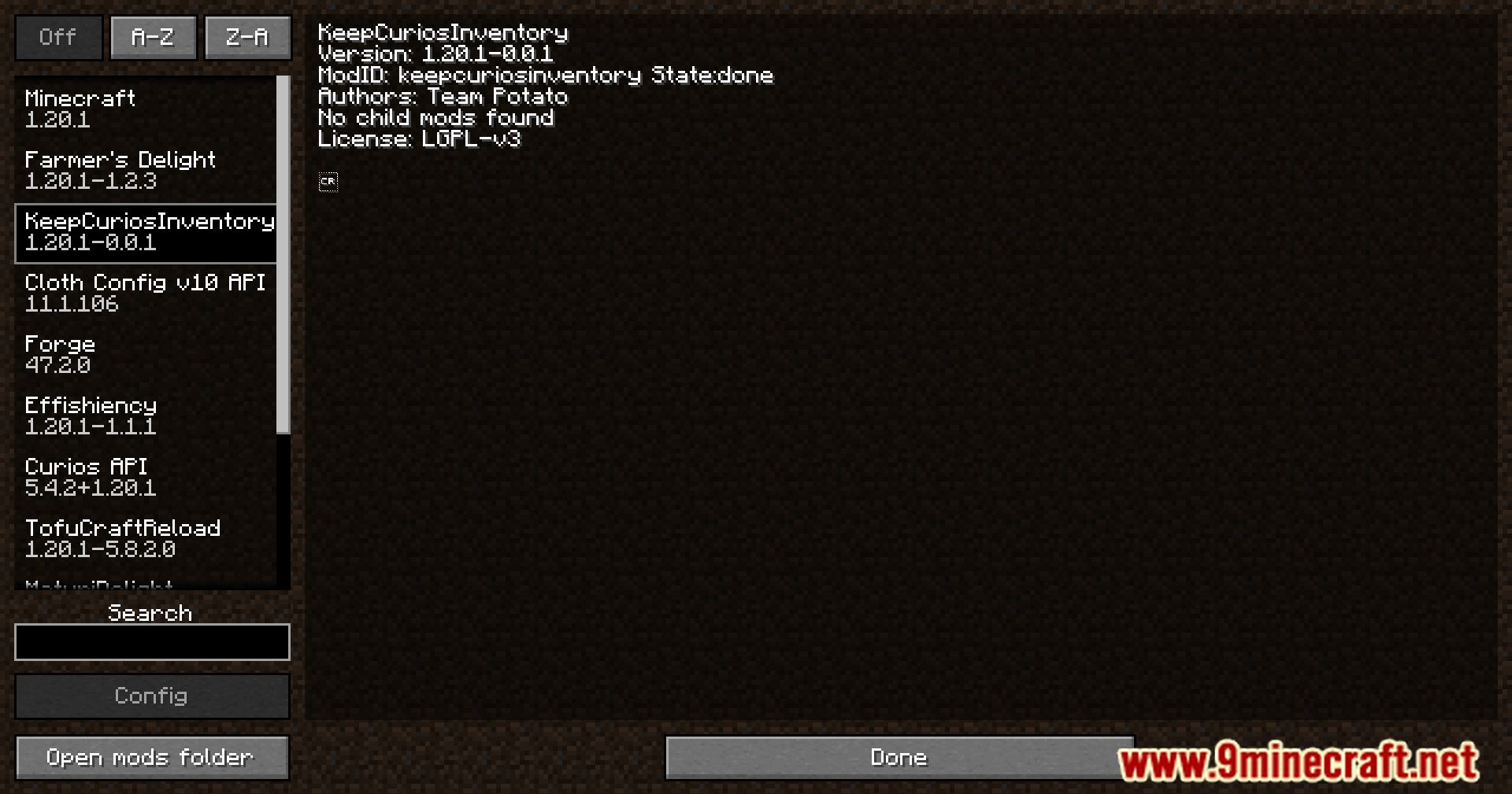 description_0 Keep Curios Inventory Mod 1.20.1 - inventory persistence, improved minecraft experience